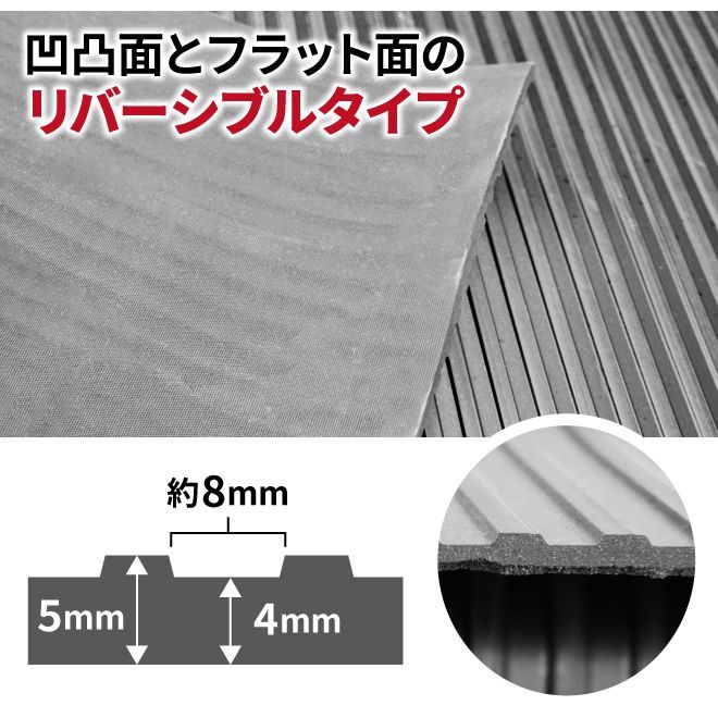 軽トラック用 荷台ゴムマット 縦溝タイプ 140×201cm 極厚 5mm トラックマット 汎用 KIKAIYA（北海道・沖縄→個人宅配送不可）