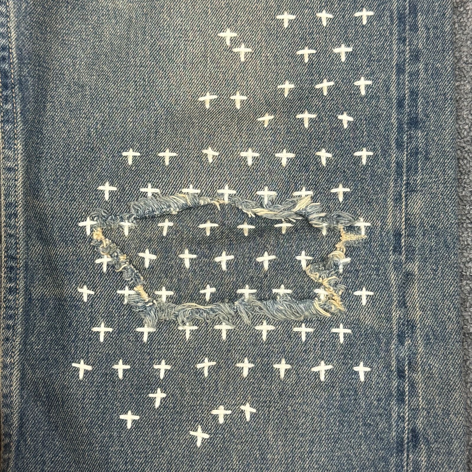 DAIRIKU 22AW Straight Cross Embroidery Vintage Denim Pants 