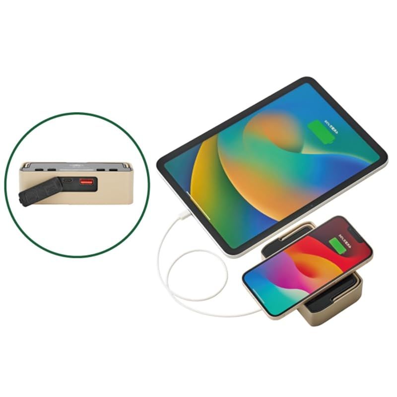 彡ロゴス LOGOS 野電 パワーストックランタン1000 ボックスワイヤレス 74176051 防災 スマホ充電 生活防水 1