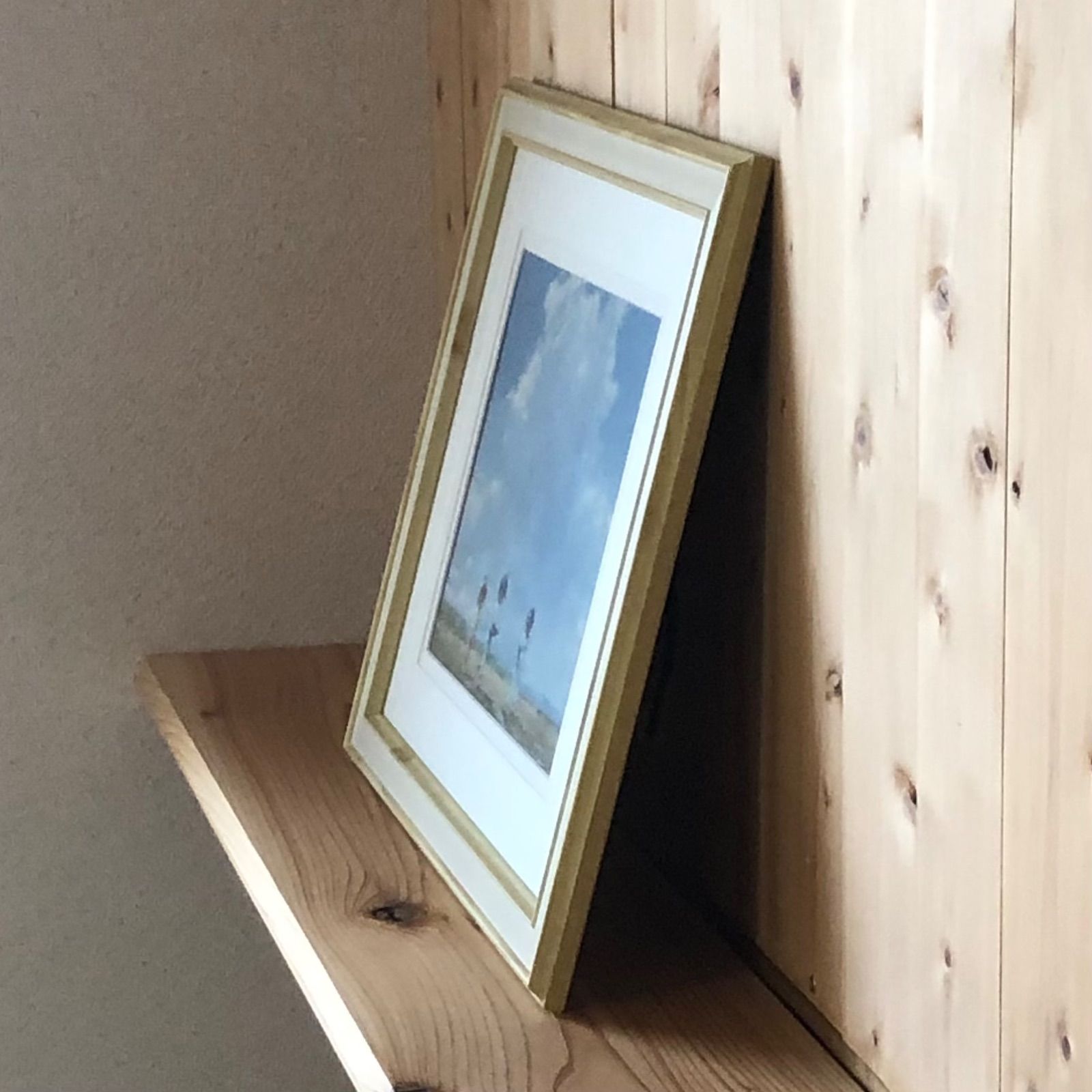 14【櫻井幸雄】レア 複製画 「出番のないベンチ(雨上がりの球場)」額装