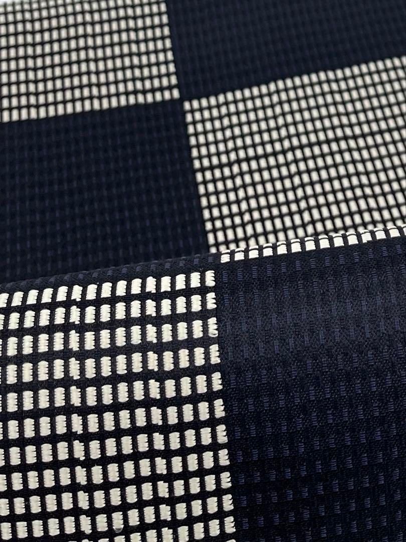 洒落袋帯 市松模様 正絹 六通 ガード加工済 Q1087