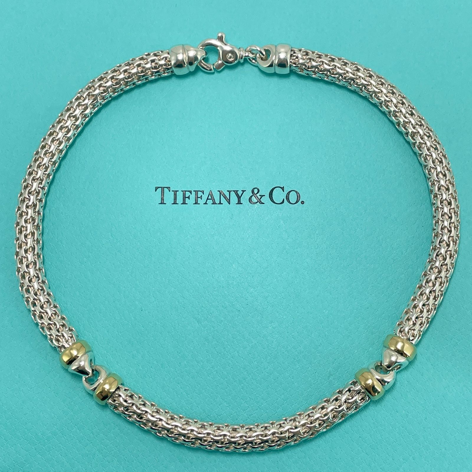 希少 ヴィンテージ ティファニー ロープ メッシュ コンビ ネックレス チョーカー Tiffany&Co.  シルバー925×K18(750)/24-835L - メルカリ