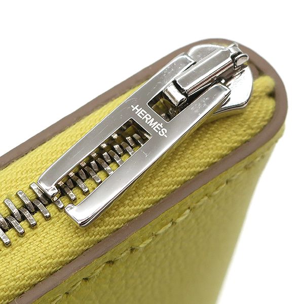 エルメス HERMES ケース ジップアンゴー H コンパクト エバーカラー ライム シルバー金具 新品 未使用 黄色  U刻印（2022年製） 【箱】【中古】 エルメス HERMES コインケース ジップアンゴー H コンパクト エバー