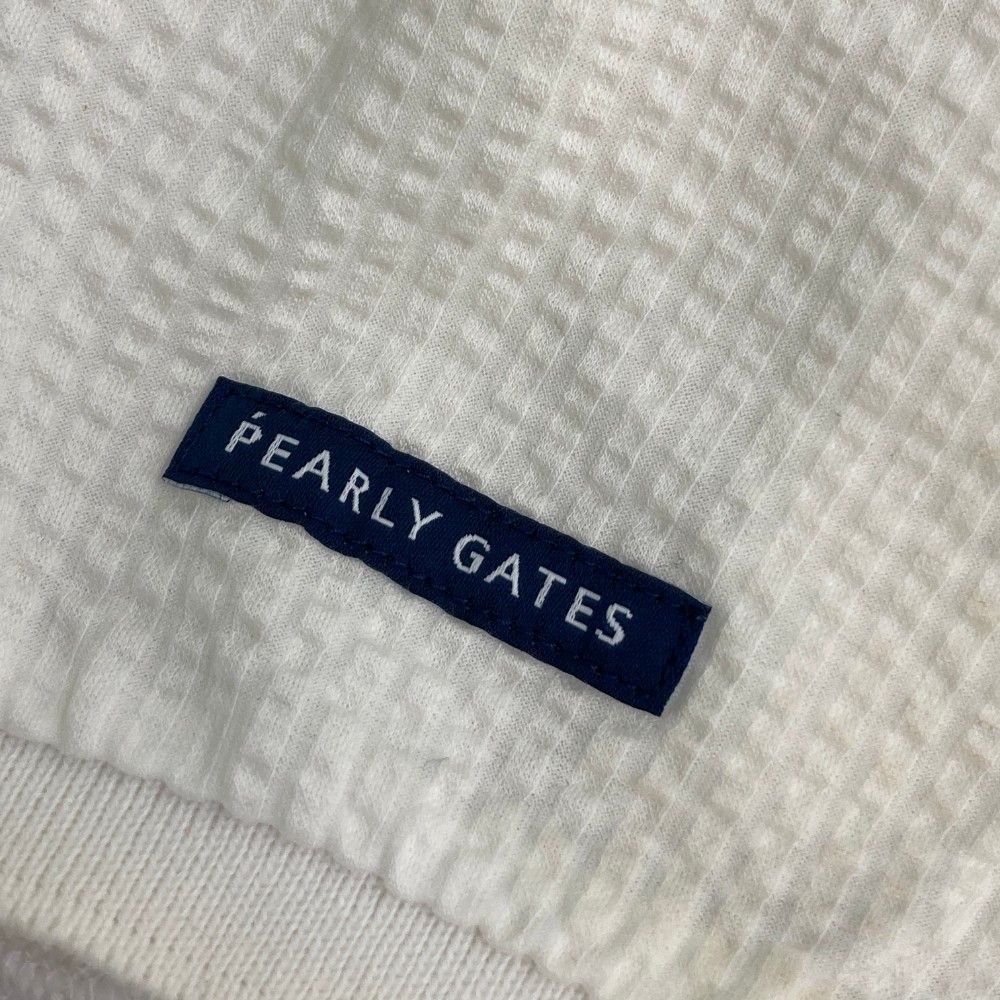 新品 未使用 パーリーゲイツ ロゴ刺繍 シアサッカー ポロシャツ ホワイト LL サイズ：0 PEARLY GATES パーリーゲイツ 半袖ポロシャツ シアサッカー