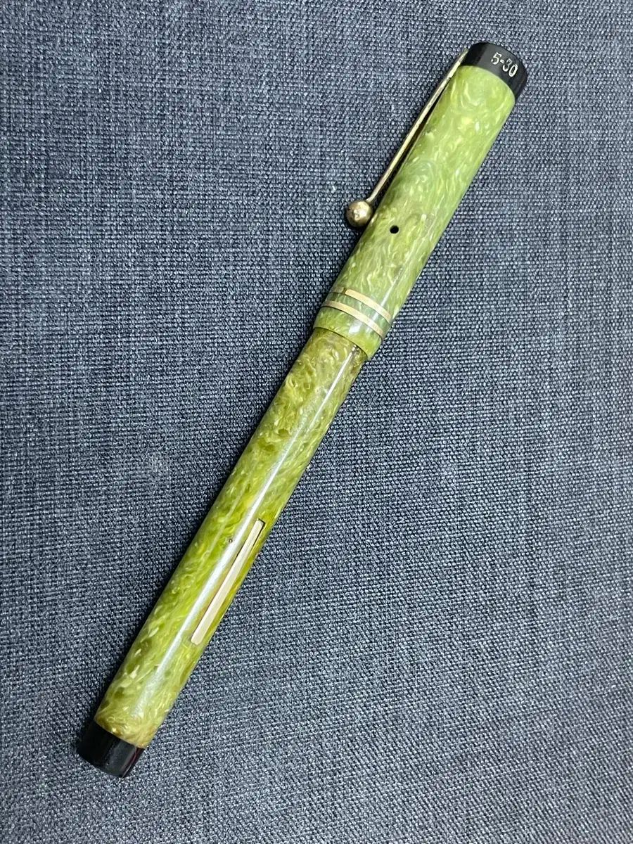 シェーファー 万年筆 5 ー 30 フラットトップ ロング スレンダー ヒスイ 塗装 14K EF ニップ