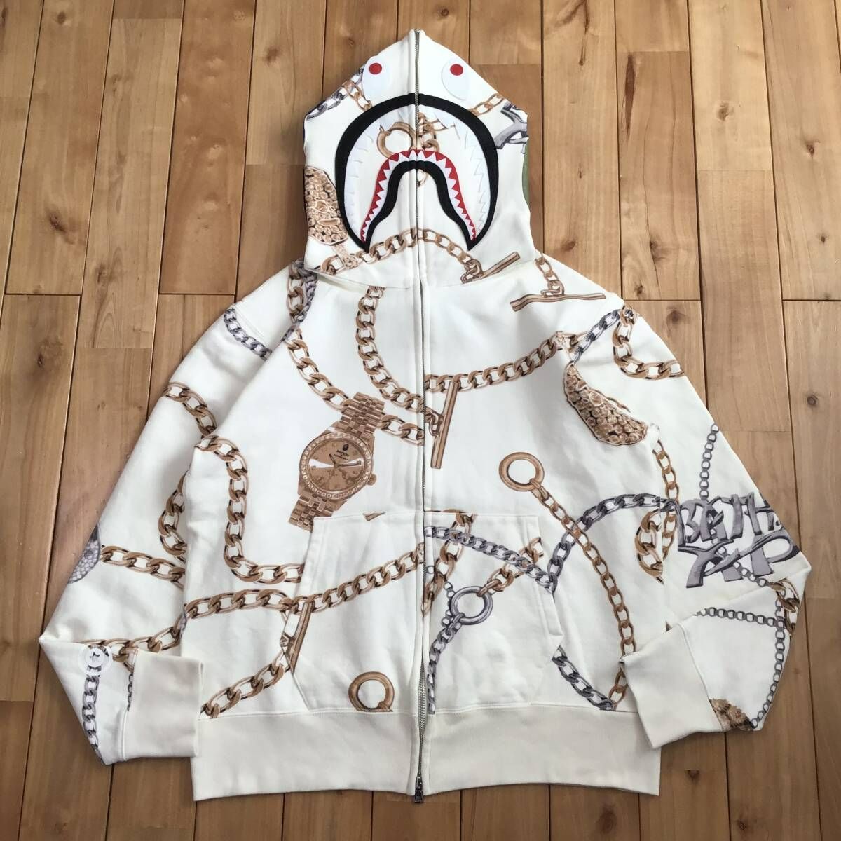 BAPE JEWELS SHARK FULL ZIP HOODIE Mサイズ white a bathing ape  