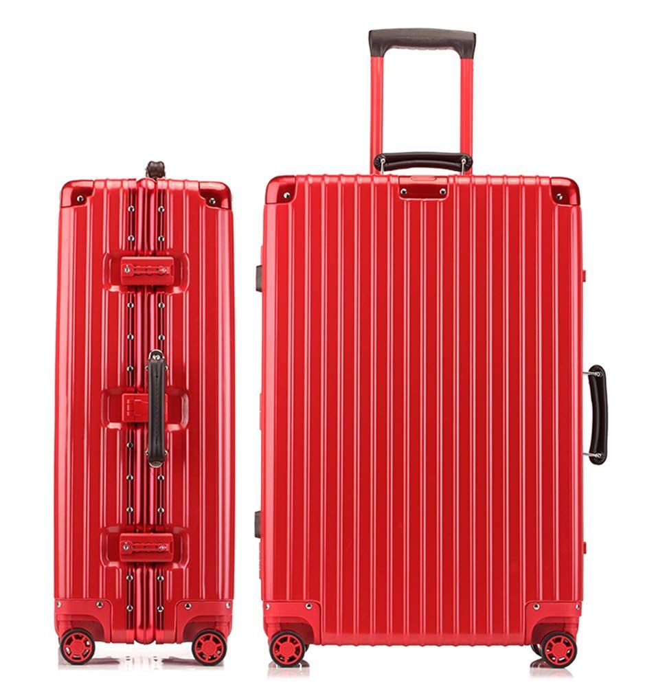大型 TSAロック付 人気 キャリーバッグ 静音 機内持込 キャリーケース 旅行出張スーツケース1608 キャリーケース 耐衝撃 レッド 軽量 アルミフレーム L-24inch 44.6.5*66*25cm|61L|託送必要 スーツケース lanbao