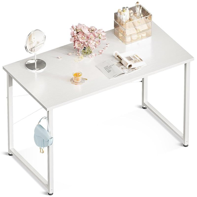 ODK デスク 机 pcデスク 幅100cm ゲーミングデスク パソコンデスク シンプルデスク ?子 computer desk 学習机 コンパクト ワークデスク ??? フック付き 在宅ワーク おしゃれ 組立簡単 白い 0