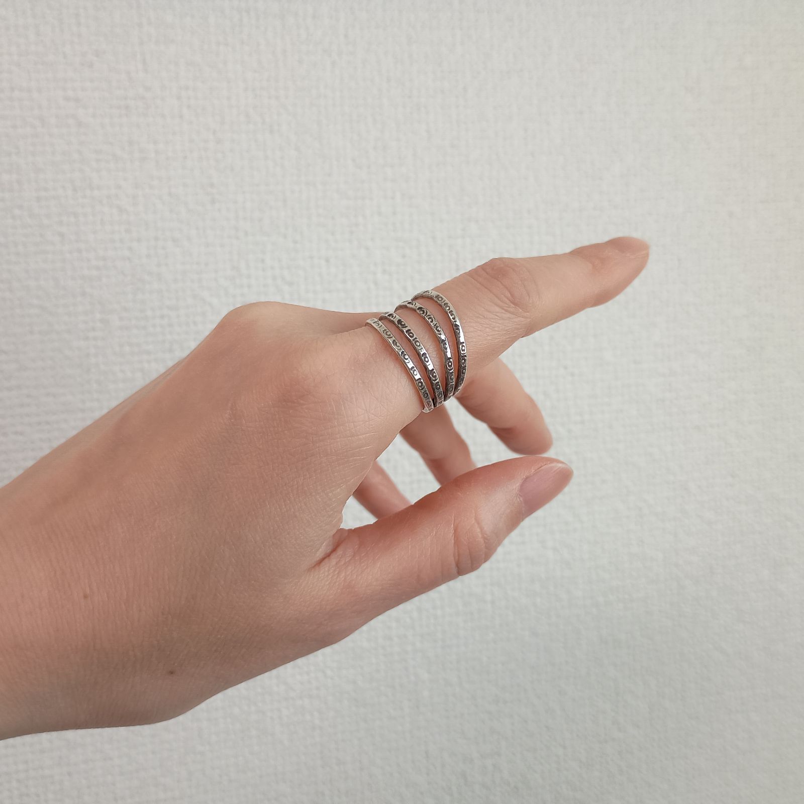 カレンシルバー リング karen silver ring カレン族 いぶし4連M