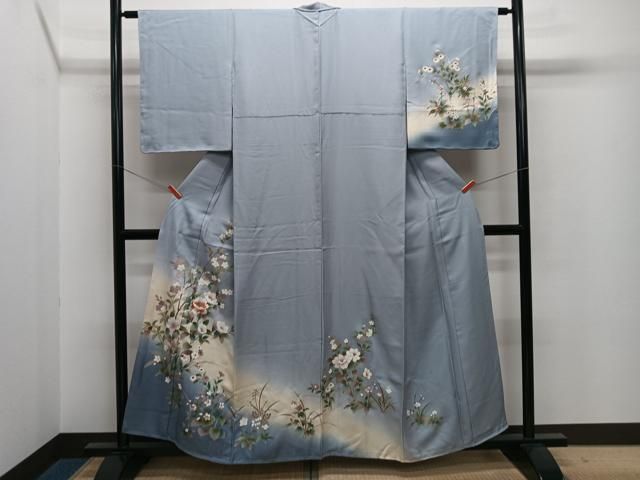 平和屋着物□訪問着 刺繍 枝花文 暈し染め 金銀彩 正絹 逸品