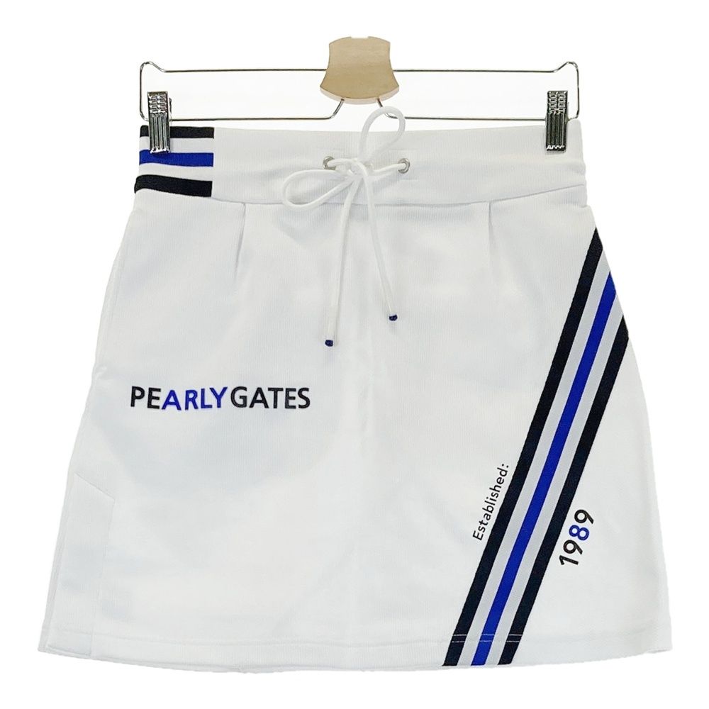 サイズ 1 PEARLY GATES パーリーゲイツ モデル 異素材切替 ロゴ入りスカート ホワイト系 240101543003 ゴルフウェア レディース ストスト