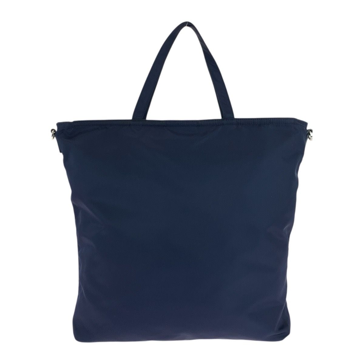 美品✨ PRADA トートバッグ ダークネイビー 三角ロゴプレート ナイロン 美品✨ PRADA トートバッグ ダークネイビー 三角ロゴプレート ナイロン