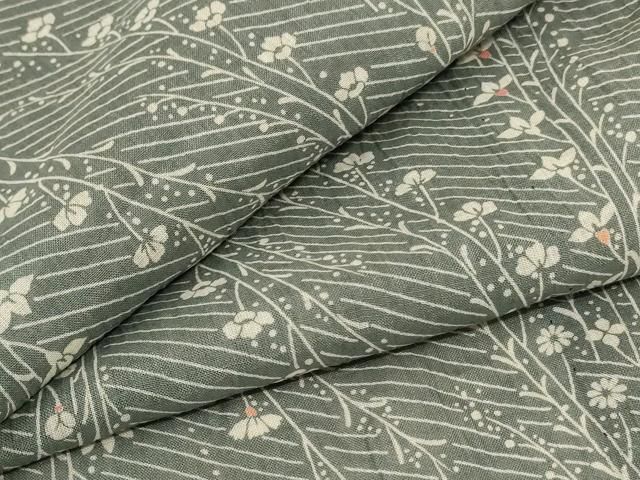 平和屋着物＊夏物 小千谷ちぢみ 枝花文 麻 AABB6708jd