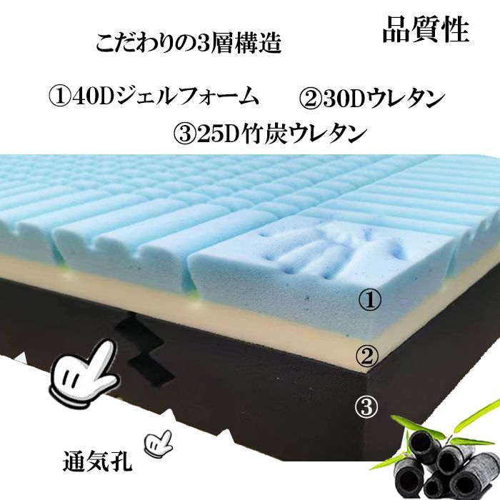 マットレスシングル硬め 23㎝厚 ポケットコイル 竹炭ウレタン 腰痛対策