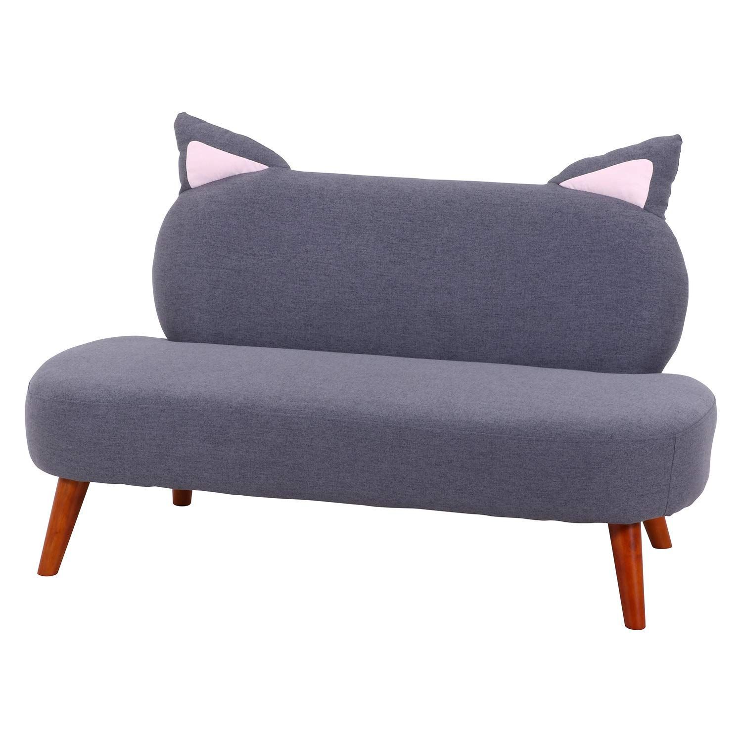 【人気商品】18396 猫 グレー 幅124cm 2人掛け ソファ 不二貿易