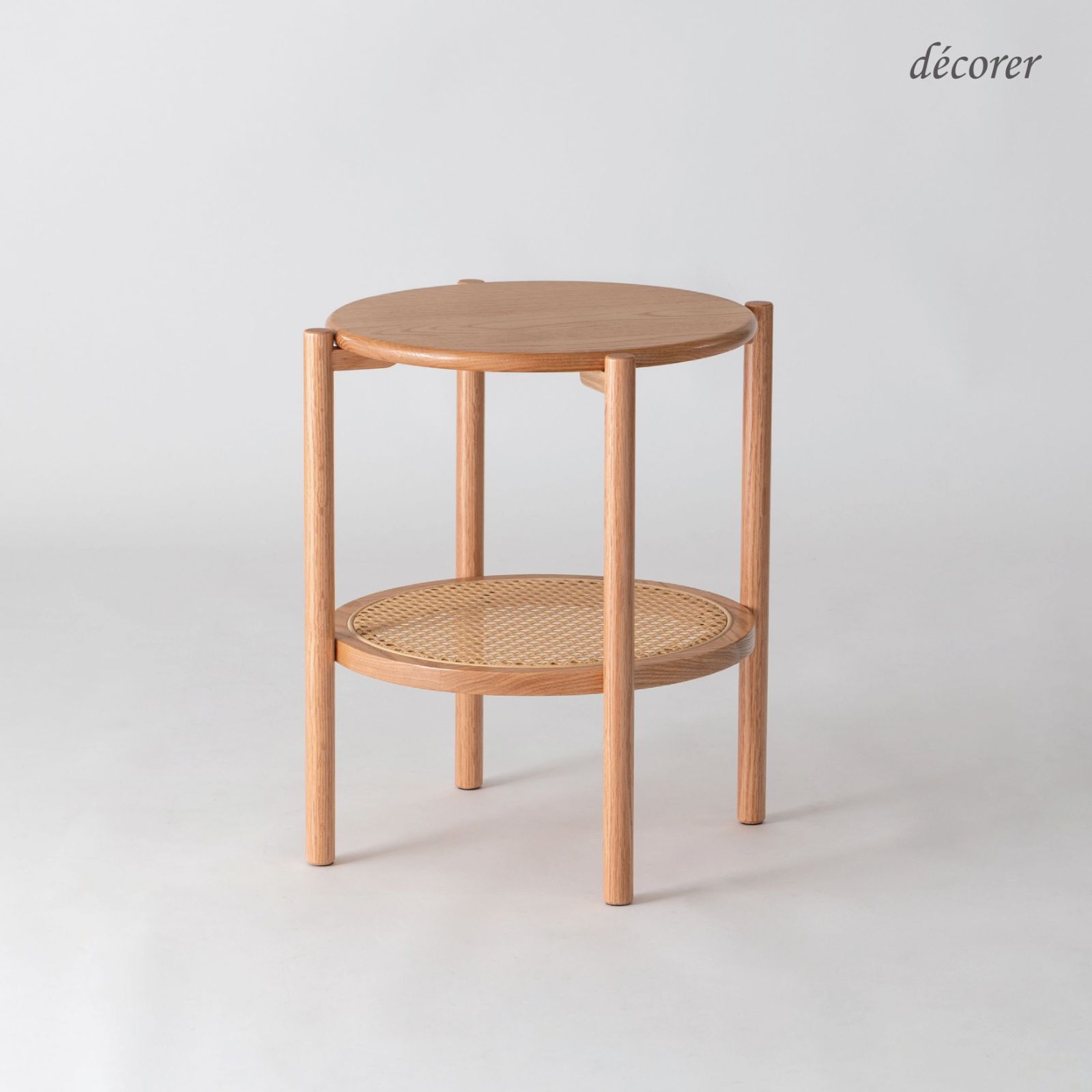 【新作】Artificial rattan side table No.22 / アーティフィシャルラタンサイドテーブル 【幅40cm 高さ50cm : 2色】 北欧 スタイル おしゃれ 無垢 ナチュラル 木製 ナイト テーブル オーク 天然木【送料込み】