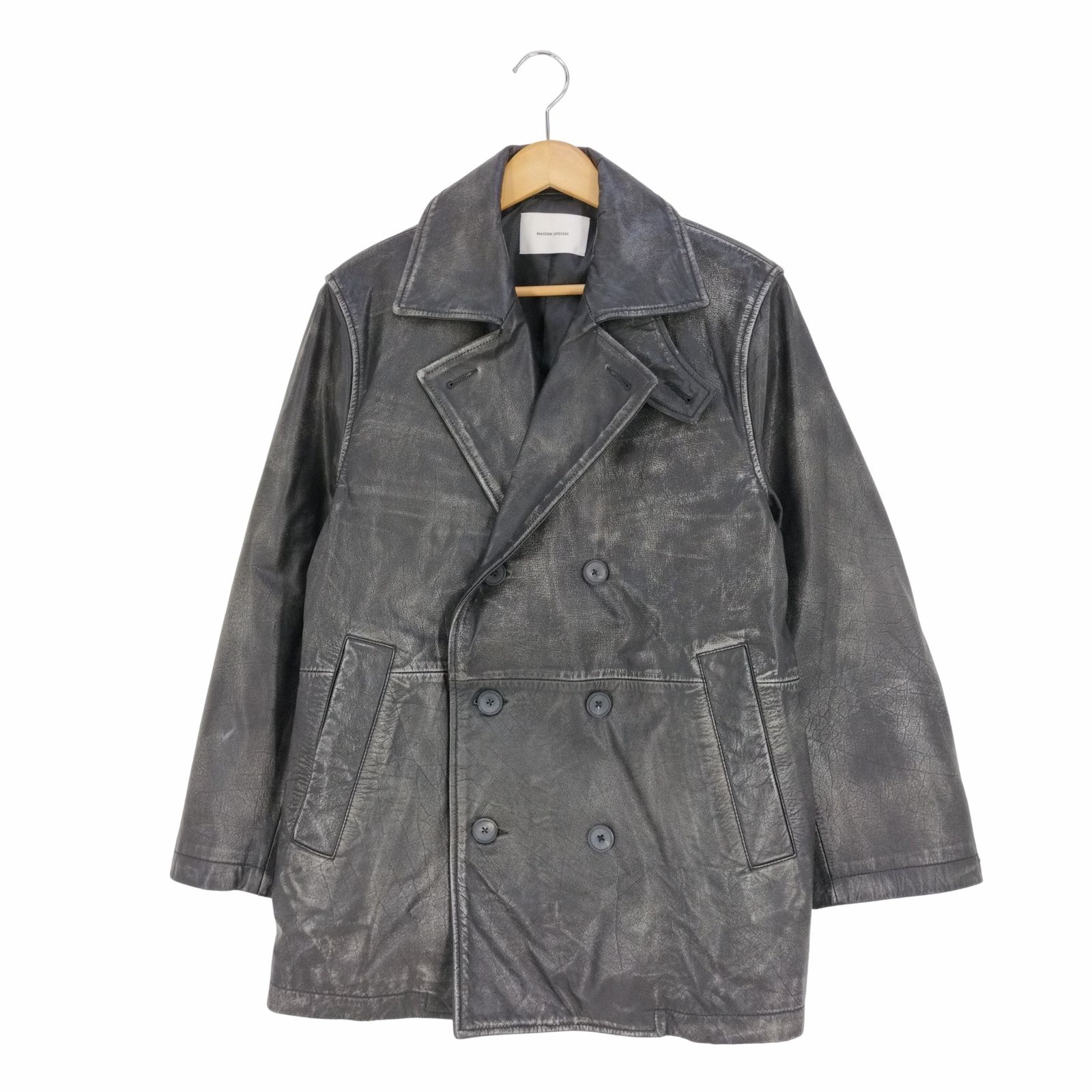 メゾンスペシャル MAISON SPECIAL Hand Rub Buffalo Leather Dress-Over Double Short  Coat ハンドラヴオフバッファローレザーダブルショートコート メンズ JPN：0