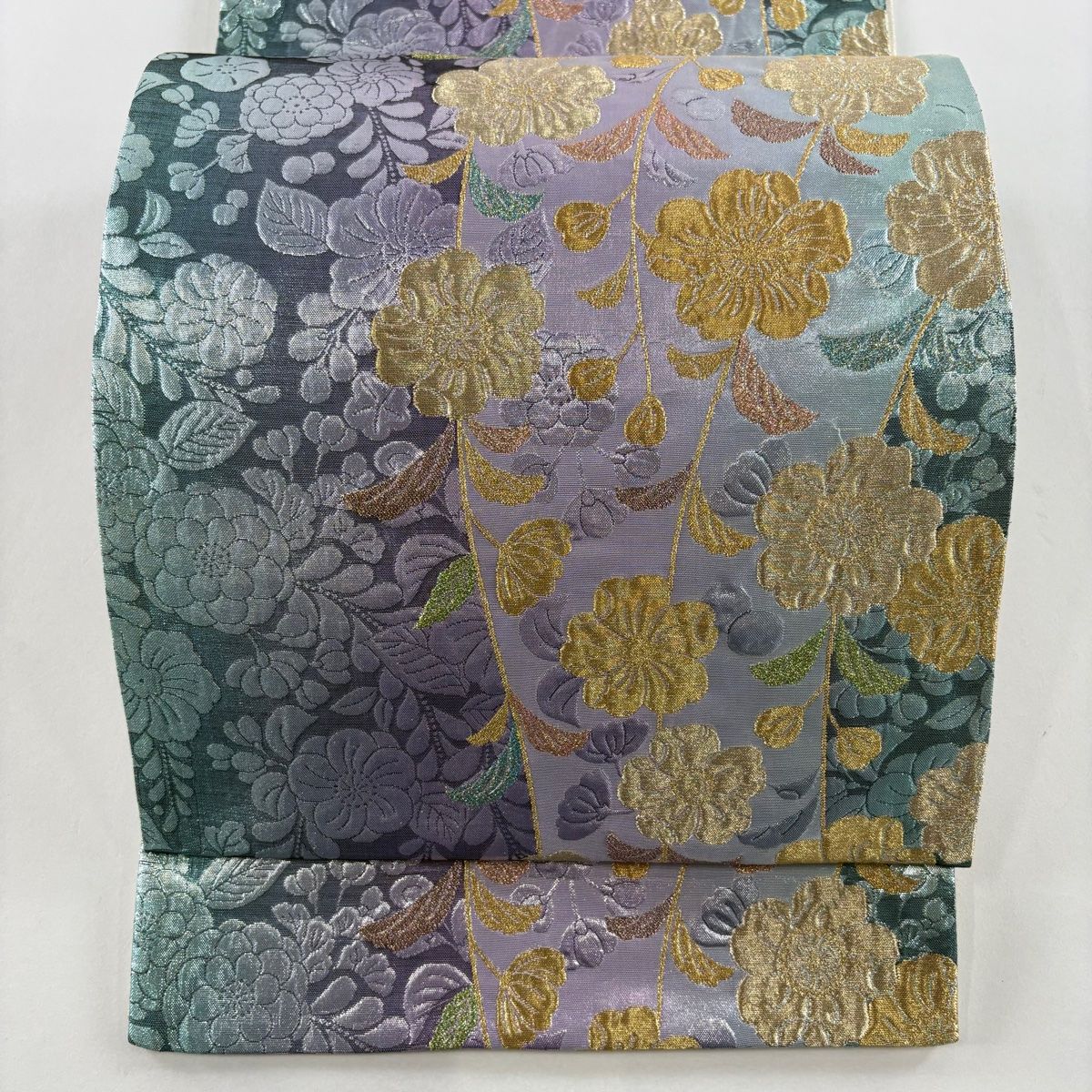 【全通柄袋帯】辻が花 袋帯 美品 秀品 辻が花柄 金糸 箔 灰紫 六通 正絹 【中古