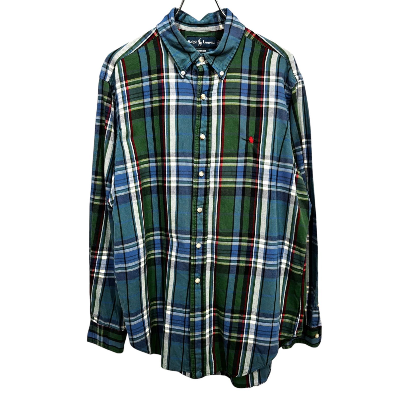 90s Ralph Lauren CLASSIC FIT Button Down Plaid Check Shirt L 90年代 ラルフローレン ポロ ポロラルフローレン ポロバイラルフローレン チェックシャツ ボタンダウンシャツ