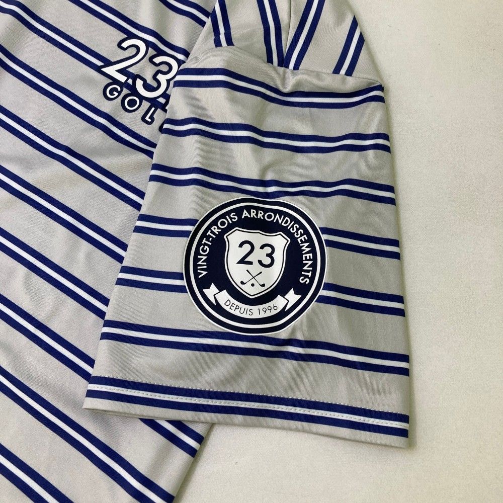 サイズ：LL 23区GOLF ニジュウサンクゴルフ  ハーフジップ 長袖Tシャツ ボーダー柄 グレー系 [240101437136] ゴルフウェア メンズ ストスト 23区GOLF ニジュウサンクゴルフ 半袖ポロシャツ 総柄 ブルー系 L