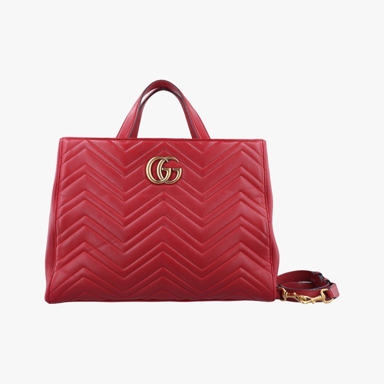 グッチGucciGGマーモントレッドレザー443505H020775616