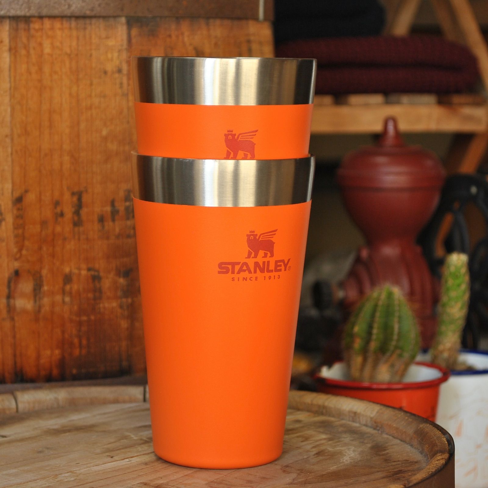 スタンレーSTANLEY 2025旧スタッキング真空パイント0.47L 旧オレンジｘ2点セット アウトドア bbq キャンプ ビール 保冷タンブラー OLIVEOS_COM_TR