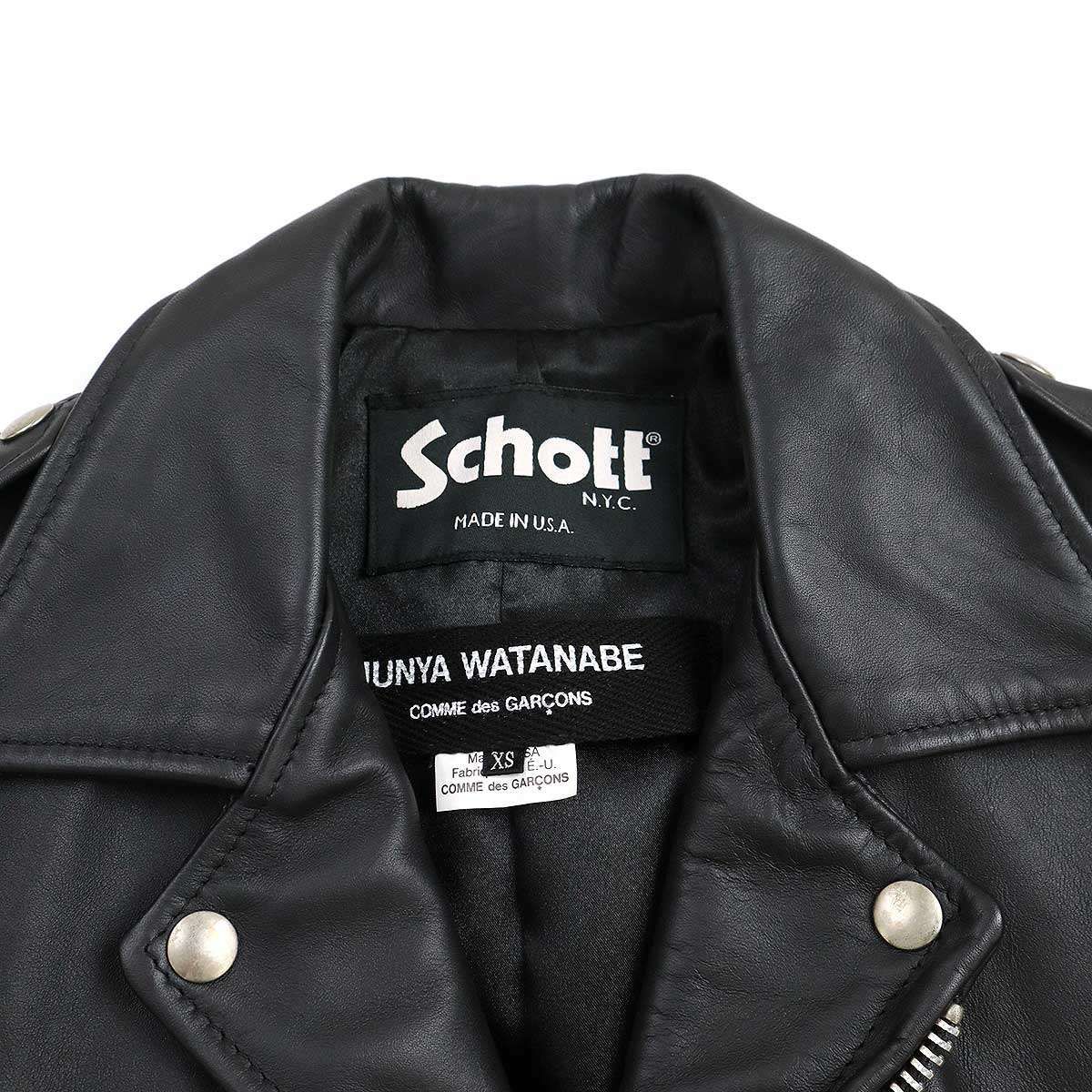 JUNYA WATANABE COMME des GARCONS - JUNYA WATANABE COMME des GARCONS×Schott ジュンヤワタナベ コムデギャルソン×ショット 18SS カウレザーダブルライダースジャケット JA-J101 ブラック XS JUNYA WATANABE COMME des GARCONS×Schott ジュンヤワタナベ