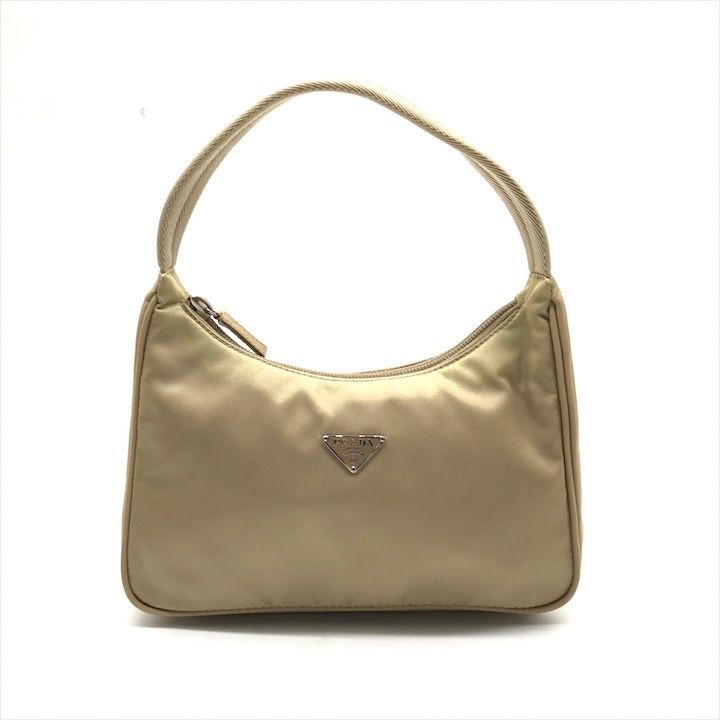 PRADA プラダ 三角ロゴ プレート テスート ナイロン ハンド バッグ ベージュ ブランド 鞄 かばん レディース k5494