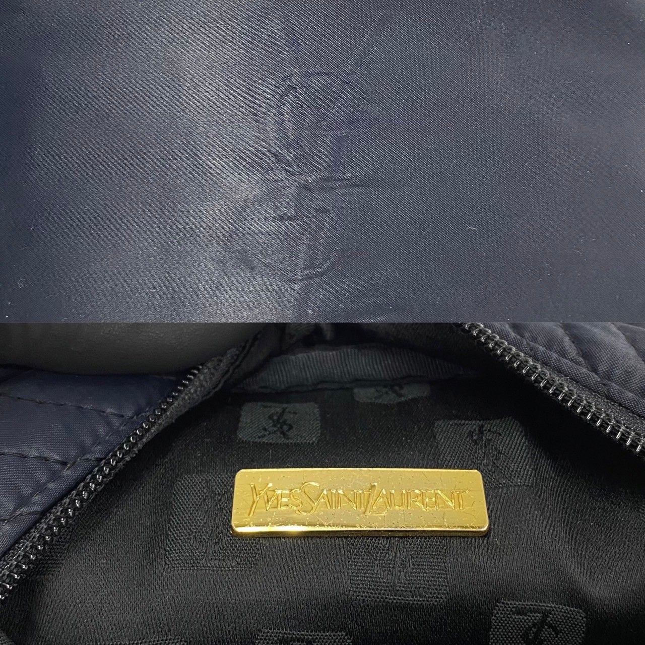 極 美品 希少品 YVES SAINT LAURENT イヴ・サンローラン YSL ロゴ ナイロン ハンドバッグ ミニ トートバッグ ネイビー 紺 29902