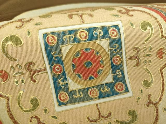 平和屋着物○塩瀬 九寸名古屋帯 花丸文 金彩 正絹 逸品 DAAU5325ps