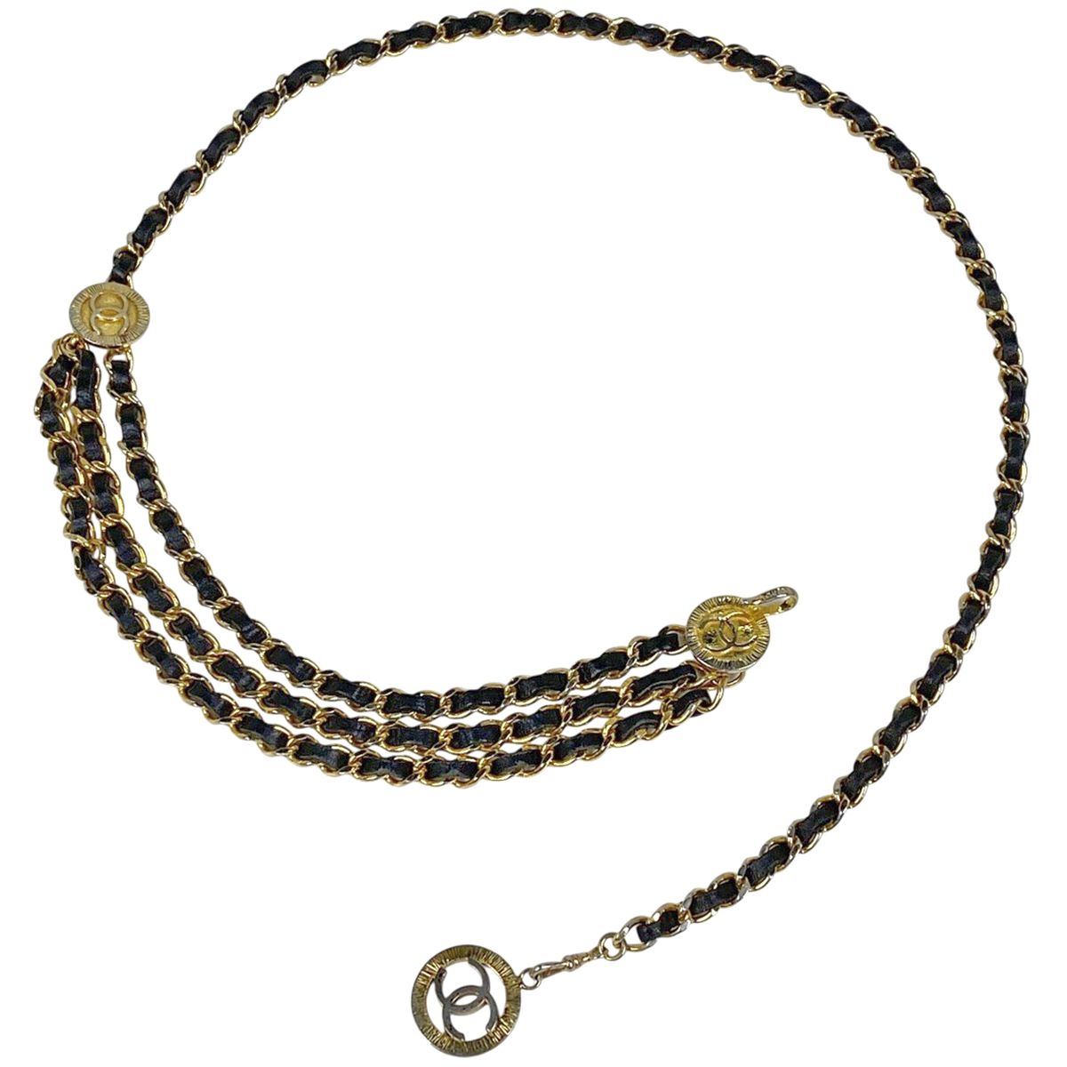 シャネル CHANEL ココマーク チェーン ベルト 3連 ベルト GP レザー
