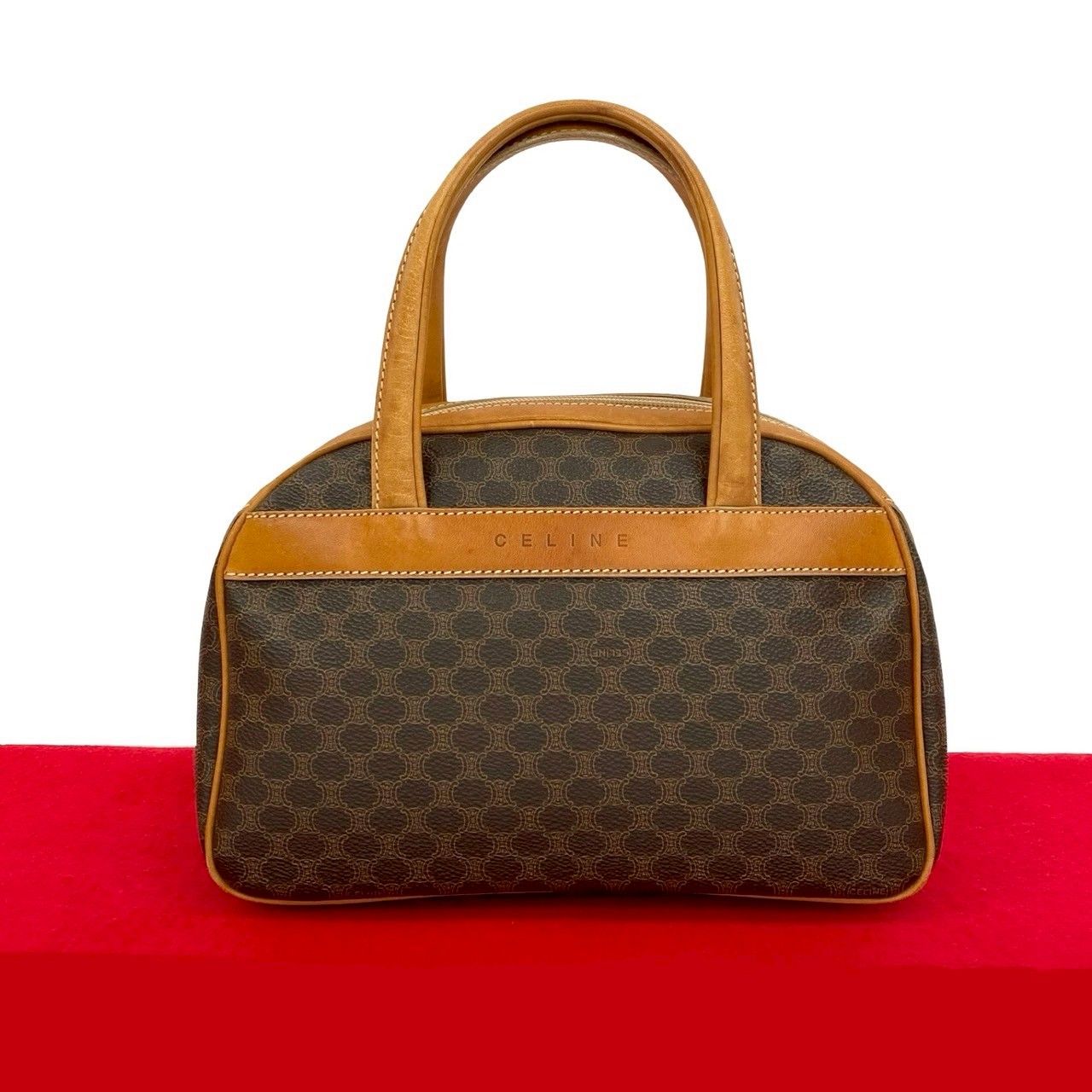極 美品 CELINE セリーヌ ヴィンテージ マカダム ブラゾン 柄 ロゴ 