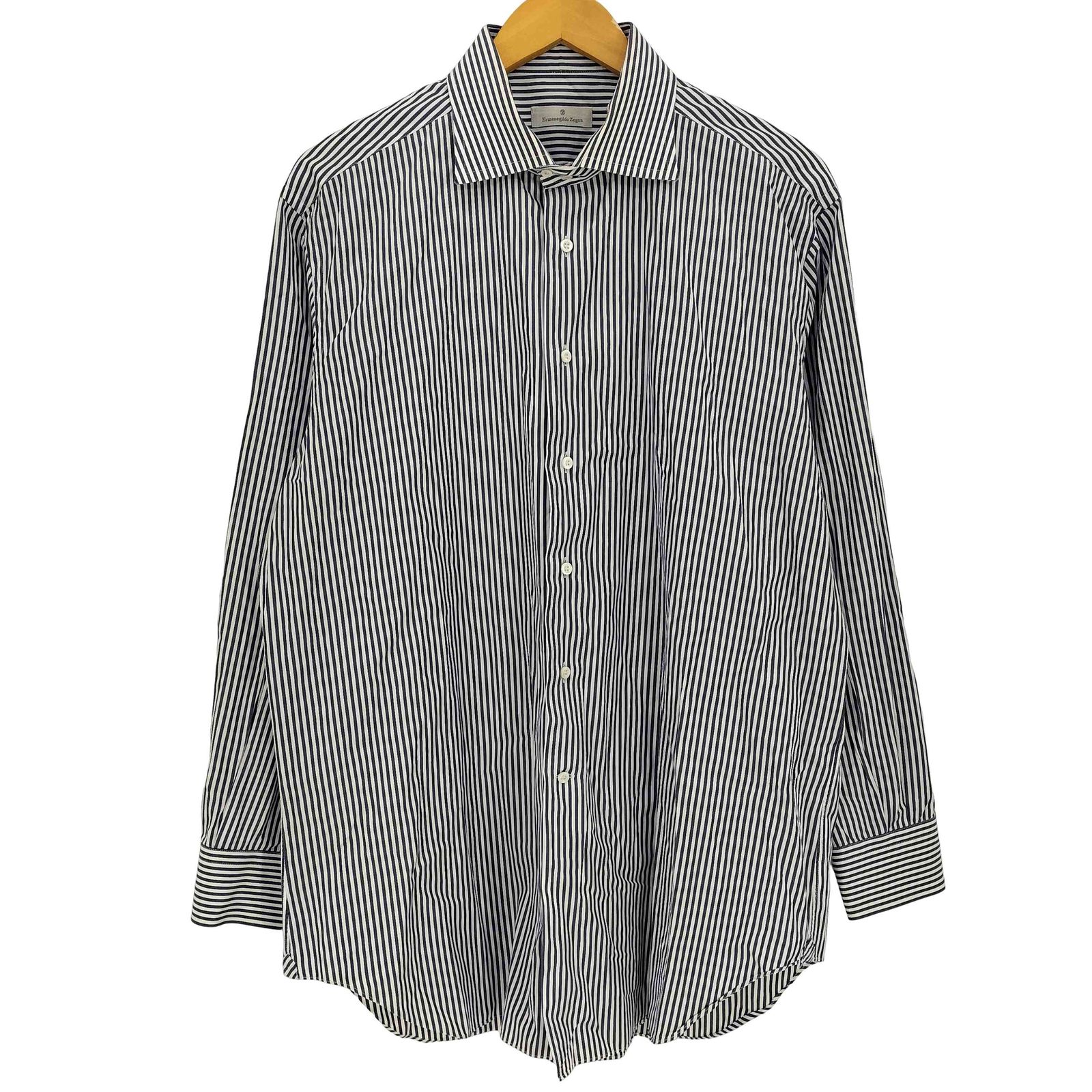 エルメネジルドゼニア Ermenegildo Zegna ホリゾンタルカラー ストライプ ドレスシャツ メンズ  44/17 1/2