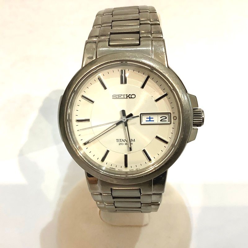 SEIKO チタン 時計 青 セイコー（SEIKO） チタンメンズ腕時計 7N43-7880 バンド緩い 竜頭