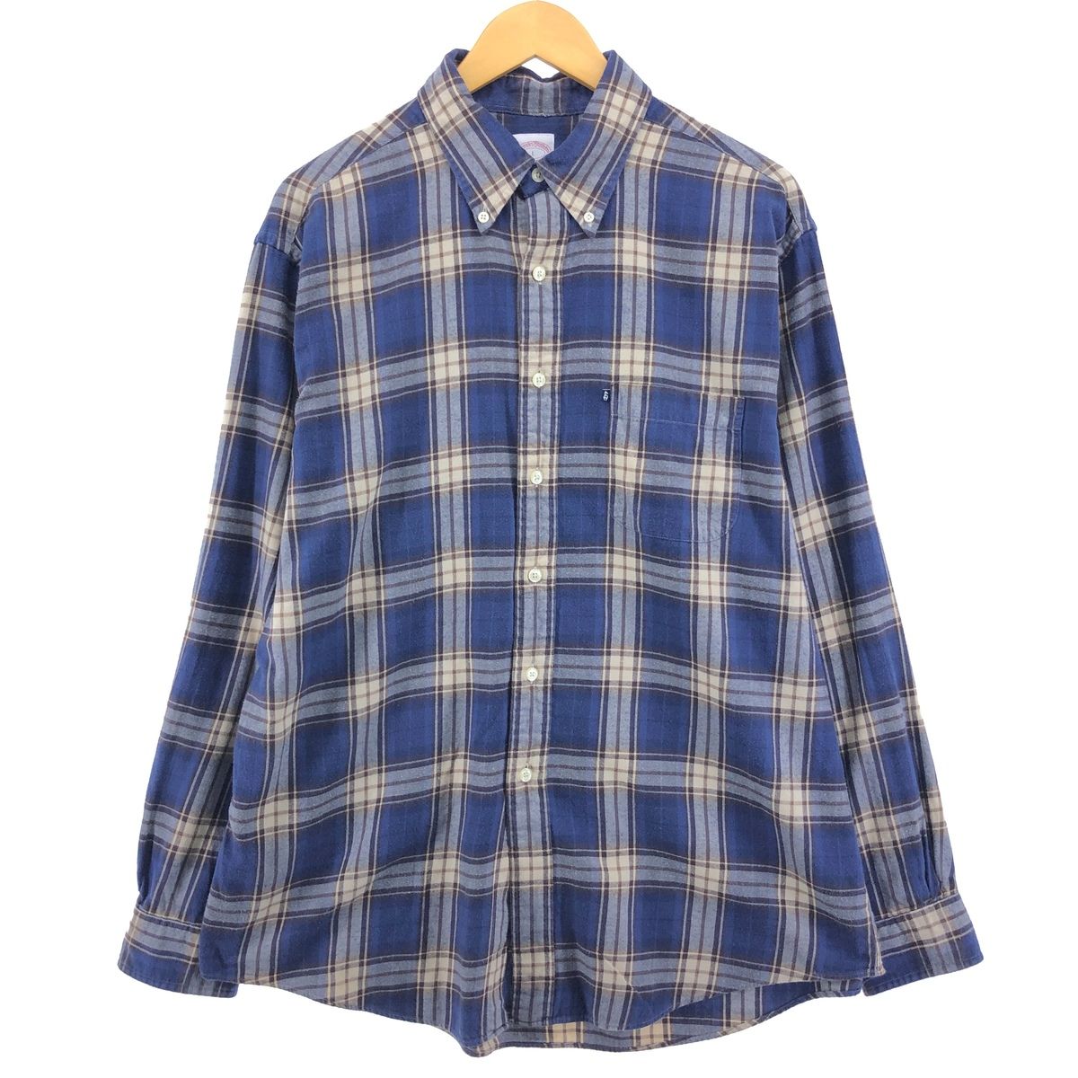 古着 ブルックスブラザーズ Brooks Brothers 346 長袖 ボタンダウン ライトネルチェックシャツ メンズL相当/eaa500318