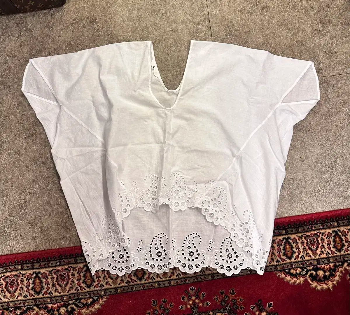 45r 綿ブラウス 美品＊45R インディゴワイドスリーブブラウス 0 長袖