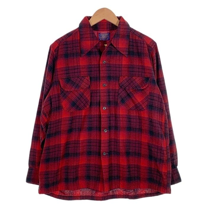 PENDLETON ペンドルトン　オンブレ　シャドー　チェック　シャツ　M PENDLETON 90s オンブレチェック ウールシャツ USA製 ペン