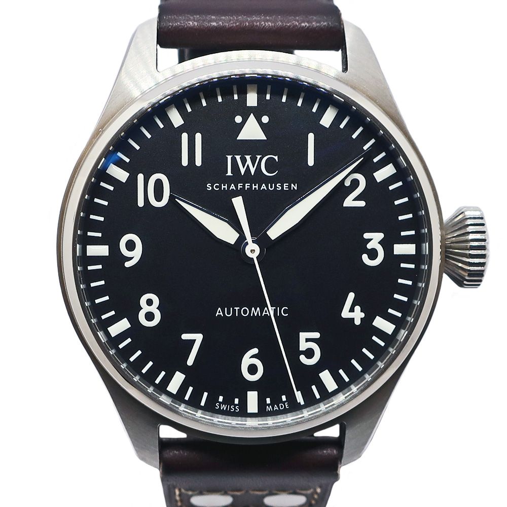 【天白】IWC ビッグパイロットウォッチ 43 IW329301 ブラック SS レザー メンズ 自動巻 腕時計 2024年 ラバーベルト付 男