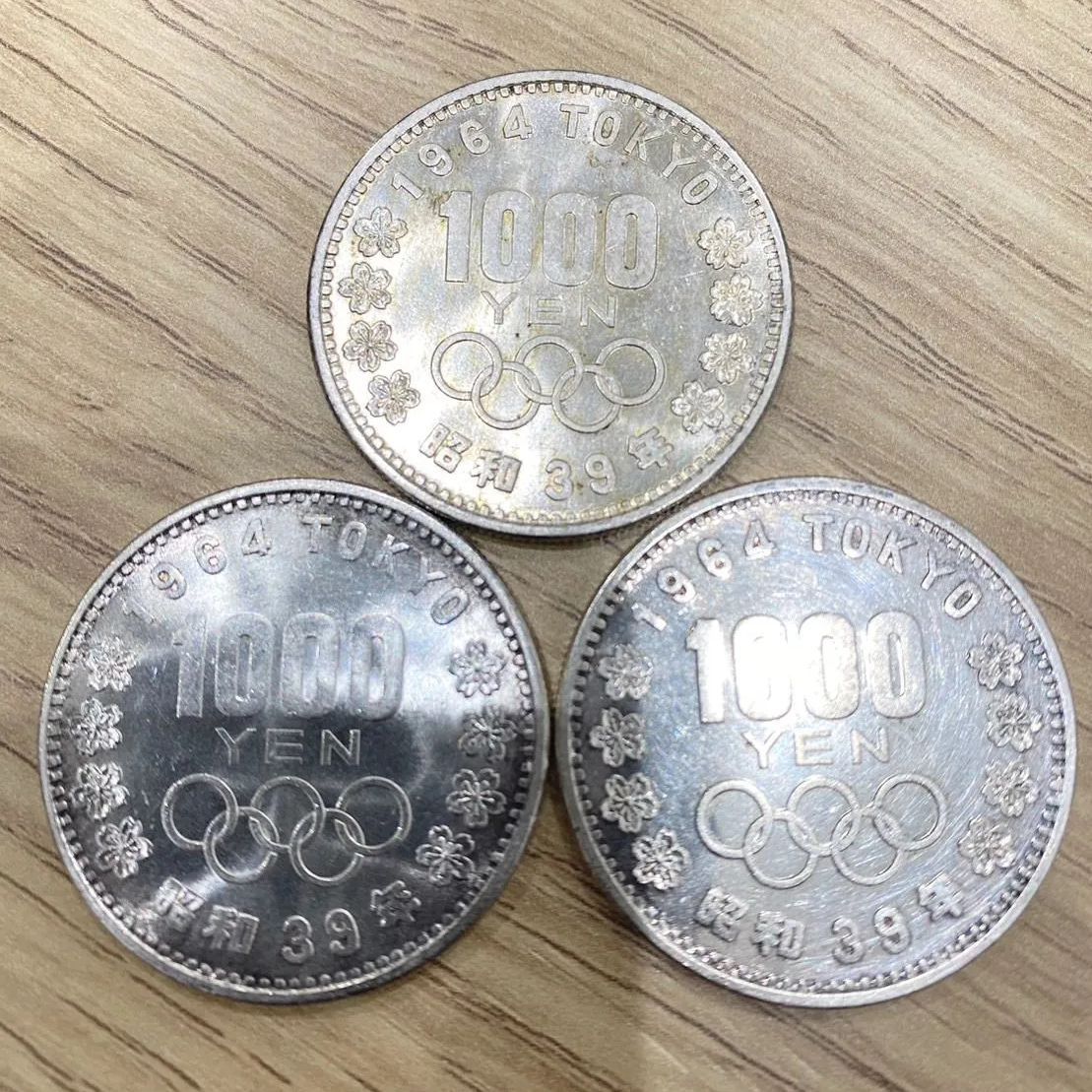 自民党②1964年 東京オリンピック1000円銀貨 10枚 未使用〜超美品 オリンピック