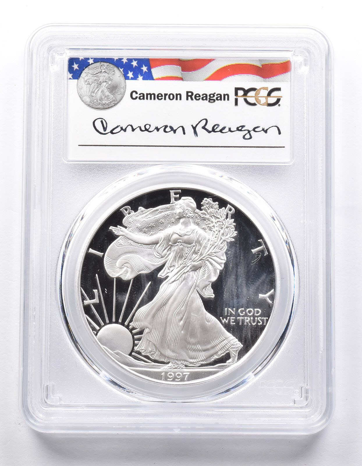 PR69 DCAM 1997-P アメリカン シルバー イーグル レガシー キャメロン レーガン サイン入り PCGS