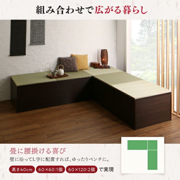 単品 収納付きデザイン畳リビングステージ そよ風 そよかぜ 畳ボックス収納 60×120cm ロータイプ 代引不可 MARWIL-DEMENAGEMENTS_CH