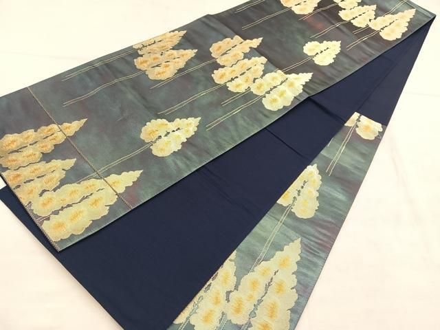 平和屋着物◎六通柄袋帯 樹林文 金糸 正絹 逸品 BAAU7612hv