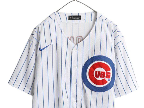NIKE - カブス ベースボール シャツ メンズ M / 古着 MLB オフィシャル ナイキ スウッシュ 大リーグ ユニフォーム ゲームシャツ 半袖シャツ 重ね着 お得なクーポン配布中!】 カブス ベースボール シャツ メンズ M