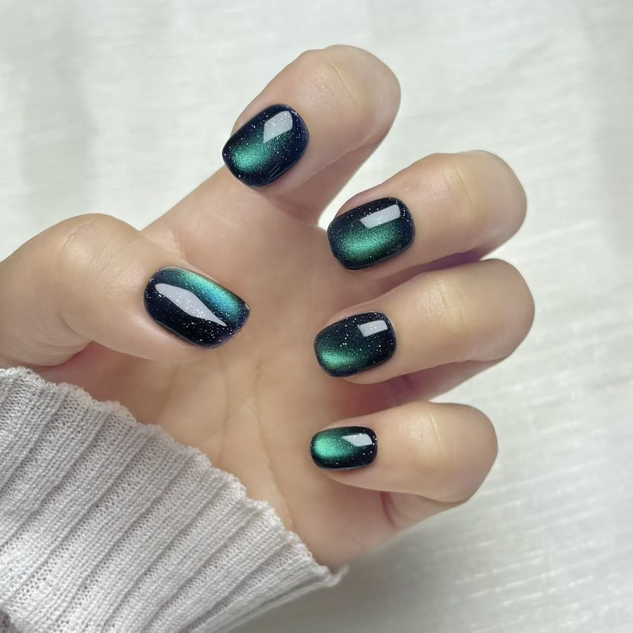 [Spring Fair] OHMI GALLERY Magnetic Nail, Short Round, One Color, 100% Handmade, Luxurious, Unisex, NTVRMSC, Norwegian Forest