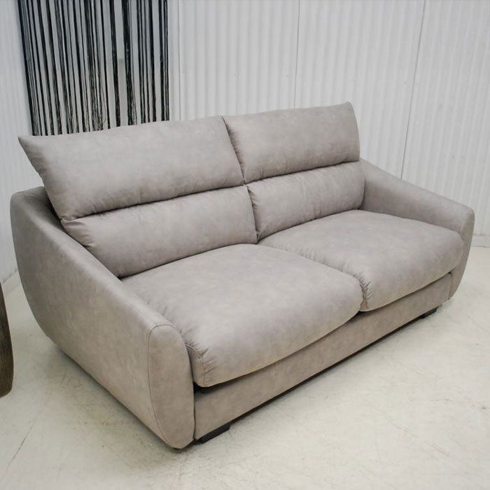 アウトレット 現品限り 一部送料無料 大 cozily 新素材セーフスペックレザー プラチナグレイ トリプルソファー 3P 奥行が深めのゆったり感 240405-ルーク3p