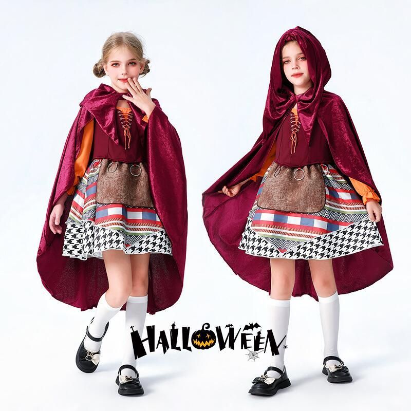 ハロウィン 衣装 女の子 ワンピース 赤ずきん 3点セット 童話 コスチューム 仮装 舞台衣装 パーティー イベント 撮影 コスプレ cosplay 文化祭 学園祭 A88