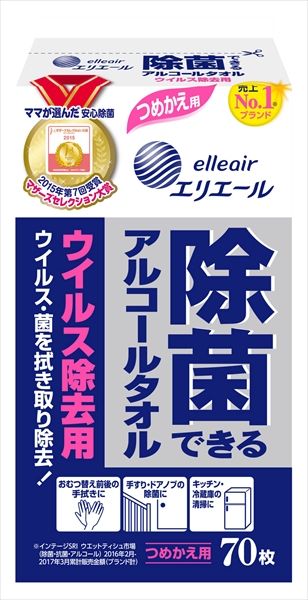 まとめ買い-24点セット Ｅ除菌ウィルス除去用詰替７０枚 大王製紙 ウェットティッシュ