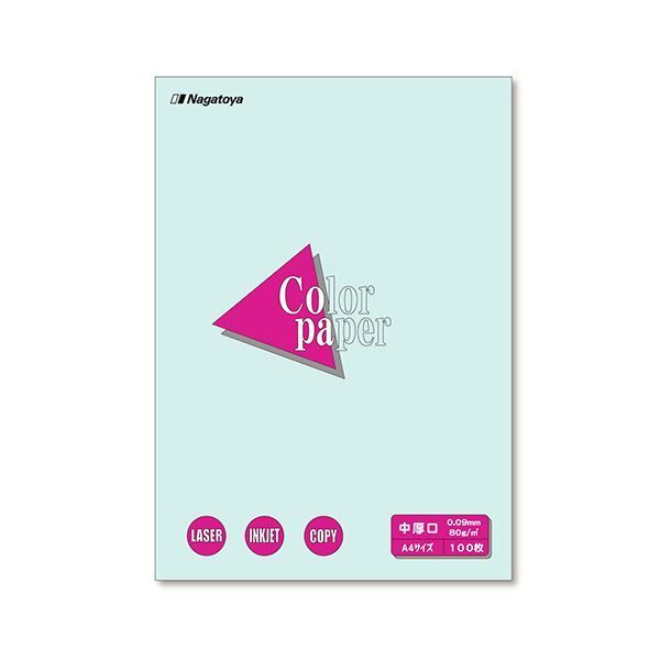 (まとめ) 長門屋商店 Color Paper A4 中厚口 水 ナ-3210 