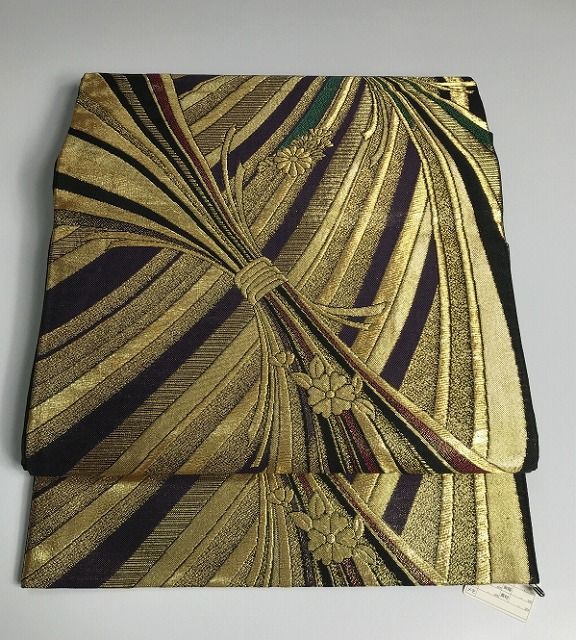 オンライン ストアファッション - 【中古】袋帯 正絹 深紫地に束ね熨斗文様 