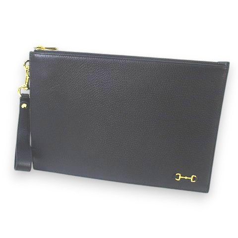 グッチ GUCCI ホースビット クラッチバッグ ゴールド金具 700524 ブラック 黒系 レザー イタリア製